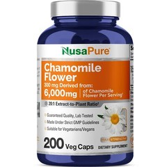 NusaPure Chamomile Flower 20:1 Extract, 6,000mg Vegan 200 Vcaps