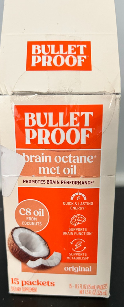 Bulletproof Brain Octane C8 MCT Oil Packets, Pack of 15