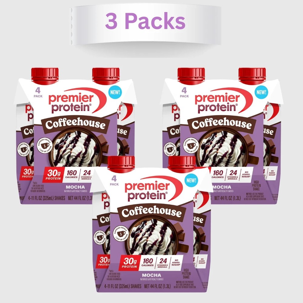 3 Packs – Premier Protein Shake, Coffeehouse Mocha, 30g Protein, 11 Fl Oz, 4 Ct