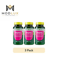 3 Pack Spring Valley Biotin Softgels 10000 mcg Hair Skin Nails 120 Count