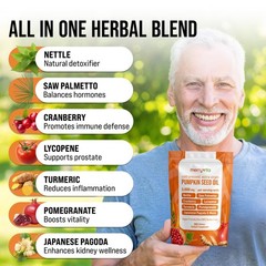 Pumpkin Seed Oil with Saw Palmetto, Turmeric, Nettle & More | 3000mg Per Serv…