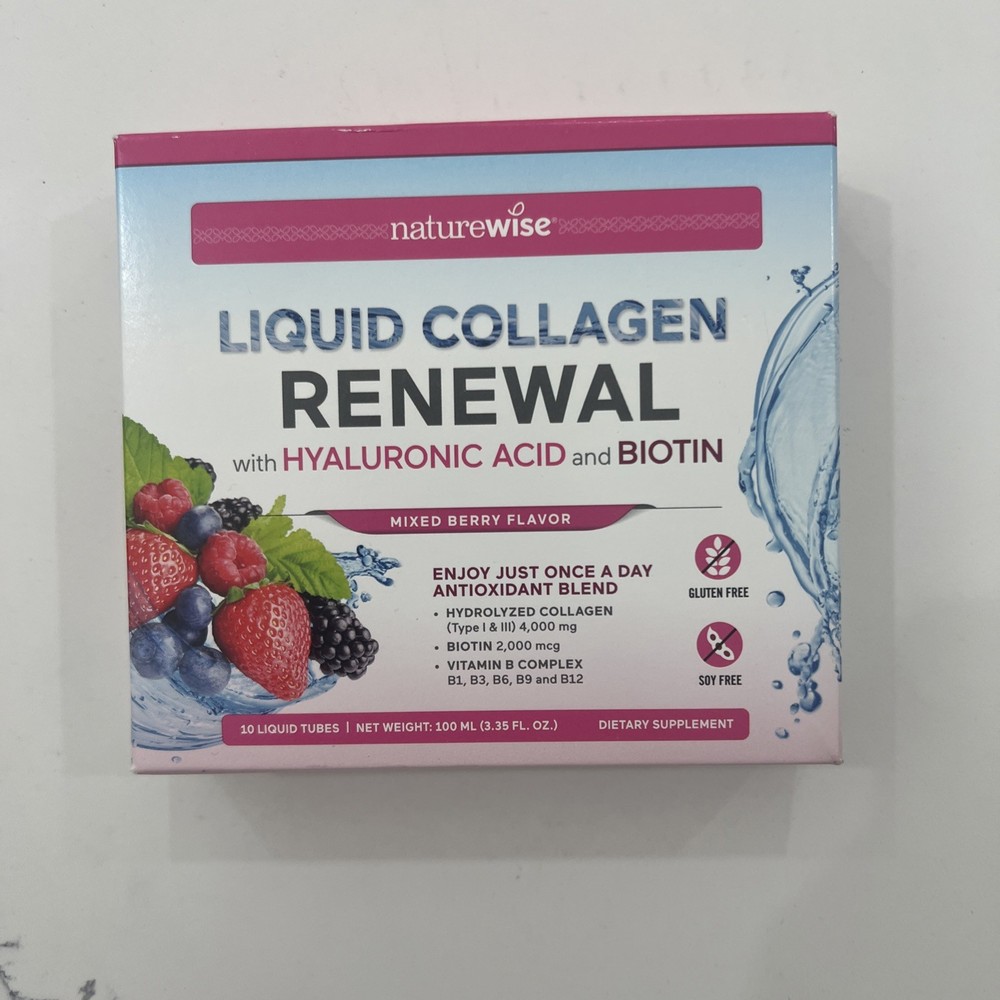 NatureWise Hydrolyzed Liquid Collagen for Women & 10 Tubes (Pack of 1), Pink