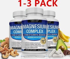 3bottle Toplux Nutrition Magnesium Complex 1000mg Supports 8 Elemental Magnesium