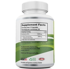 Nurture Alley Premium Berberine HCL 1400mg Plus Organic Ceylon Cinnamon 90 Caps