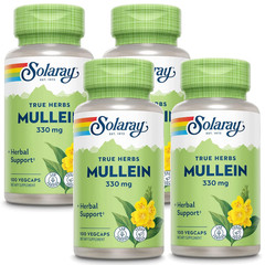Solaray Mullein (330 mg) Non-GMO 100 Vegetarian Capsules Each (Pack of 4)