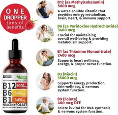 Nusava (2-Package) B12 Drops 5000mcg – Vegan Liquid Supplement – Raspberry