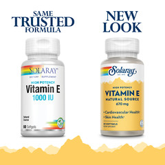 Solaray Vitamin E, d-Alpha Tocopherol 1000IU | Lab Verified | 60 Softgels
