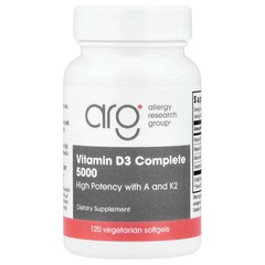 2 X Allergy Research Group, Vitamin D3 Complete 5000, 120 Vegetarian Softgels