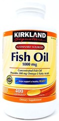 Kirkland Signature Concentrated Fish Oil 1000mg Omega-3 300mg, 400 Softgels