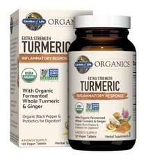 Organic Turmeric Curcumin Probiotics Supplement Extra Strength 120 Tablets Vegan