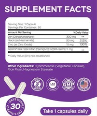 4Well Products Dim Supplement 370mg Complex Zinc Niacinamide Hormone Balance 30c