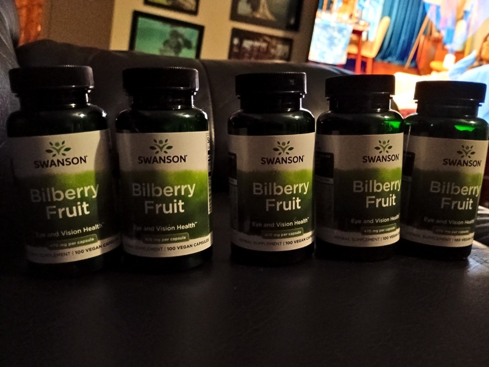 5 pack of factory sealed Swanson Bilberry Fruit 470 mg 100 Capsules each