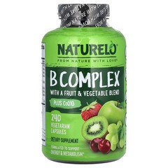 2 X NATURELO, B Complex with a Fruit & Vegetable Blend, Plus CoQ10, 240 Vegetar