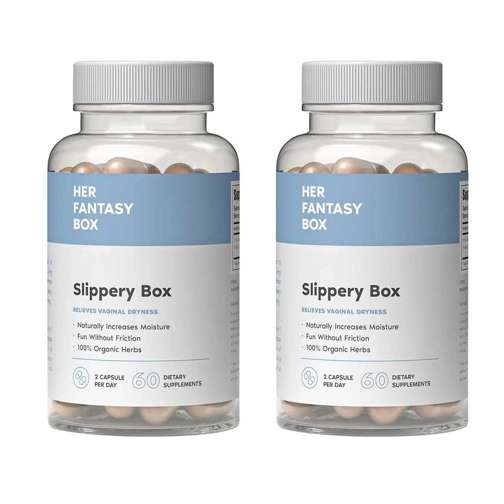 2 BOTTLES-LUXRY Her Fantasy Box Slippery Box – Slippery Elm Bark Vaginal 60PCS