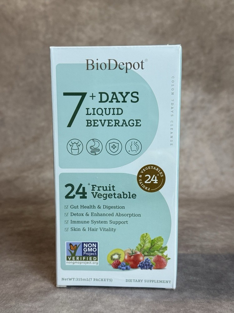 BioDepot 7+ Days Detox Liquid Beverage 24 Fruit Vegetable Vegan Non-GMO