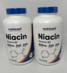 LOT OF 2 Nutricost Vitamin B3 Niacin 240 Caps 500 Mg Exp 1/2029 NEW