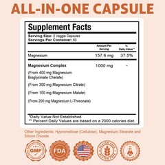 Health Dose Triple Magnesium Complex 120 Veggie Capsules for Energy & Wellness