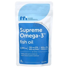 2 X Micro Ingredients, Supreme Omega-3� Fish Oil, Fresh Lemon, 60 Softgels