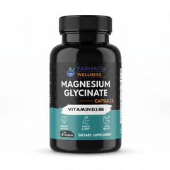 Farmacia Wellness Magnesium Glycinate 60 Capsules with D3 B6 Sleep Muscle Focus