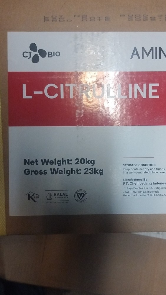 CJ BIO L-Citrulline Powder 20kg Halal Certified Vegan Supplement