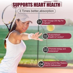 CoQ10 200mg Softgels, Dietary Supplement for Heart Health Support, 120 capsules