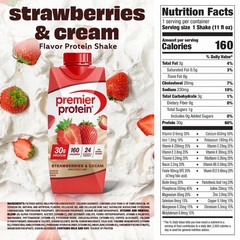Premier Protein Shake, Strawberries & Cream, 30g Protein, 11 fl oz, 12 ct…
