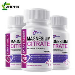 ZHPHK Magnesium Citrate 180 Capsules, 400mg, 30 Servings – Gluten Free