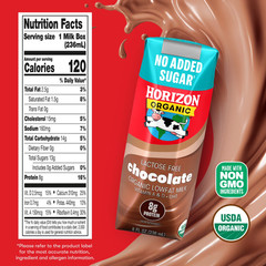 Shelf Stable Lactose Free No Added Sugar 1% Lowfat Chocolate Milk Boxes, 8 Fl Oz
