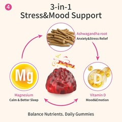 Ascool Ashwagandha Gummies for Stress Relief & Calm with 90 Count (Pack of 1)