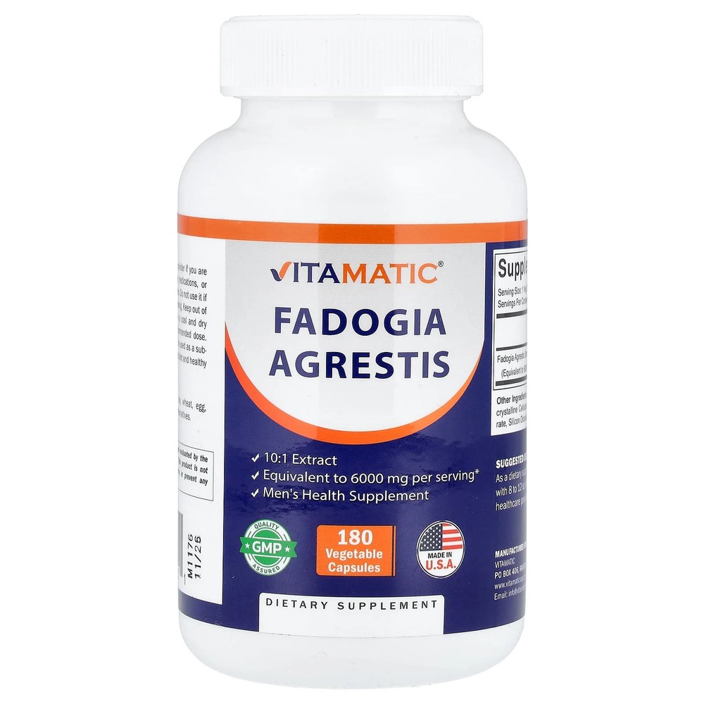 2 X Vitamatic, Fadogia Agrestis, 180 Vegetable Capsules (600 mg per Capsule)