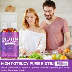 Natural Biotin & Collagen 60 Gummies – Hair, Skin, Nails, Joints Bone Vitamins