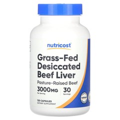 2 X Nutricost, Grass-Fed Desiccated Beef Liver, 120 Capsules (750 mg per Capsul