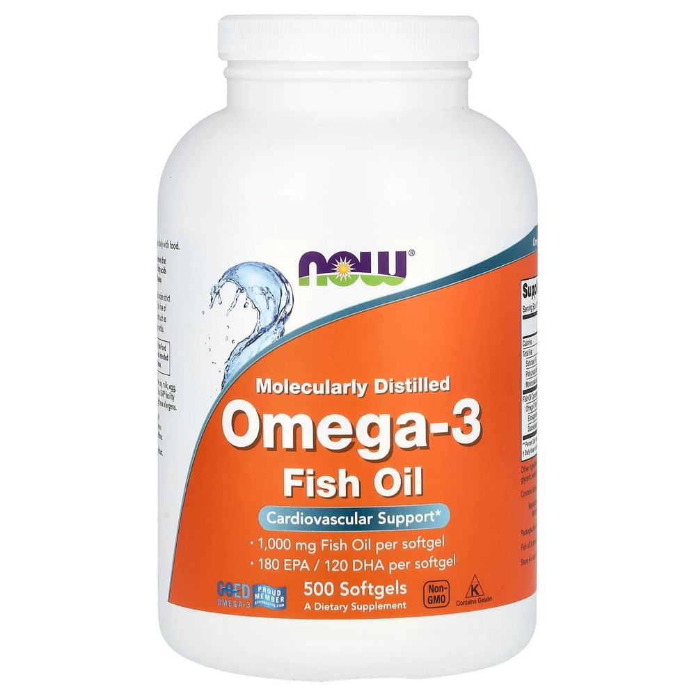 2 X NOW Foods, Omega-3 Fish Oil, 1,000 mg, 500 Softgels