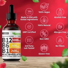 Nusava (2-Package) B12 Drops 5000mcg – Vegan Liquid Supplement – Raspberry