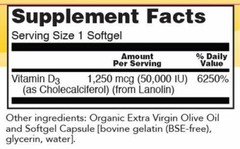 Vitamin D3 50000 IU from Lanolin 50 gels Now Foods Olive Oil