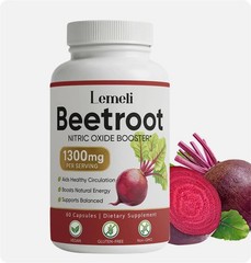 Lemeli Beetroot – 1300mg, Lemeli Beet Root Supplement 60 Capsules （1-5 pack）