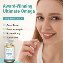 Omega 3 Fish Oil 120 Capsules 3600mg DHA & EPA – 3x Strength,Highest Potency