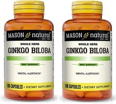 Mason Vitamins Ginkgo Biloba 500 mg 180 ct Pack of 2 Bottles Total 360 Capsules