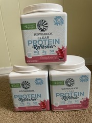 SunWarrior Plant Based Clear Protein Refresh Raspberry 14.8 Oz 30 Servings X3!!!