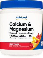 Nutricost Calcium Magnesium Powder (Fruit Punch, 30 Servings) – Non-GMO