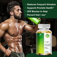 Saw Palmetto 2500Mcg DHT Blocker Hair Growth Supplement, 60 ct for Men and Women
