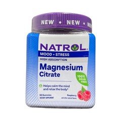 Natrol Magnesium Citrate, High Absorption, Mood & Stress, 60 Ct Raspberry, 06/26