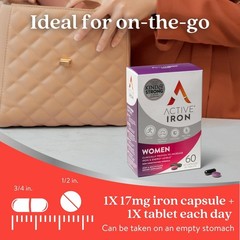 Active Iron Supplement 25mg + Multivitamin for Women (30 Capsules + 30 Tablets)