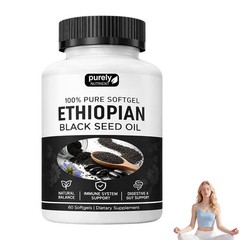 Purely 60 Ethiopian Black Seed Oil Softgels 4.64% Thymoquinone Nutrient Capsule