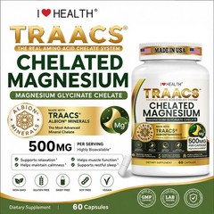 Magnesium Glycinate Chelate 500mg 60ct – Made with Albion TRAACS