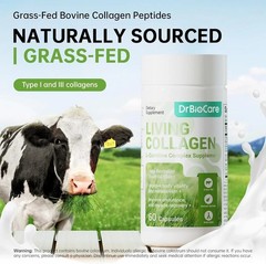 DrBioCare Living Collagen L-Carnitine Complex – 60 Capsules, Non-GMO, Grass-Fed