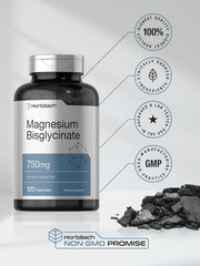 Horbäach Magnesium Bisglycinate | 120 Capsules | 750Mg | Non-Gmo and Gluten