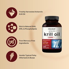 NatureBell Antarctic Krill Oil 1000mg Supplement,240 Softgels Source of Omega-3