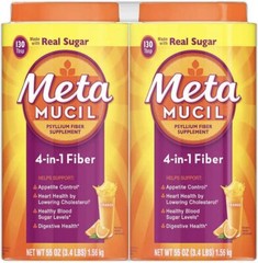 Metamucil Fiber, 4-in-1 Psyllium Fiber, Real Sugar, Orange Smooth – 260 Servings