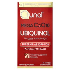 2 X Qunol, Mega CoQ10 Ubiquinol, 100 mg, 60 Softgels